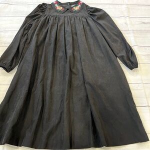 Sweet Threads Black Dress with Floral Peter Pan Collar